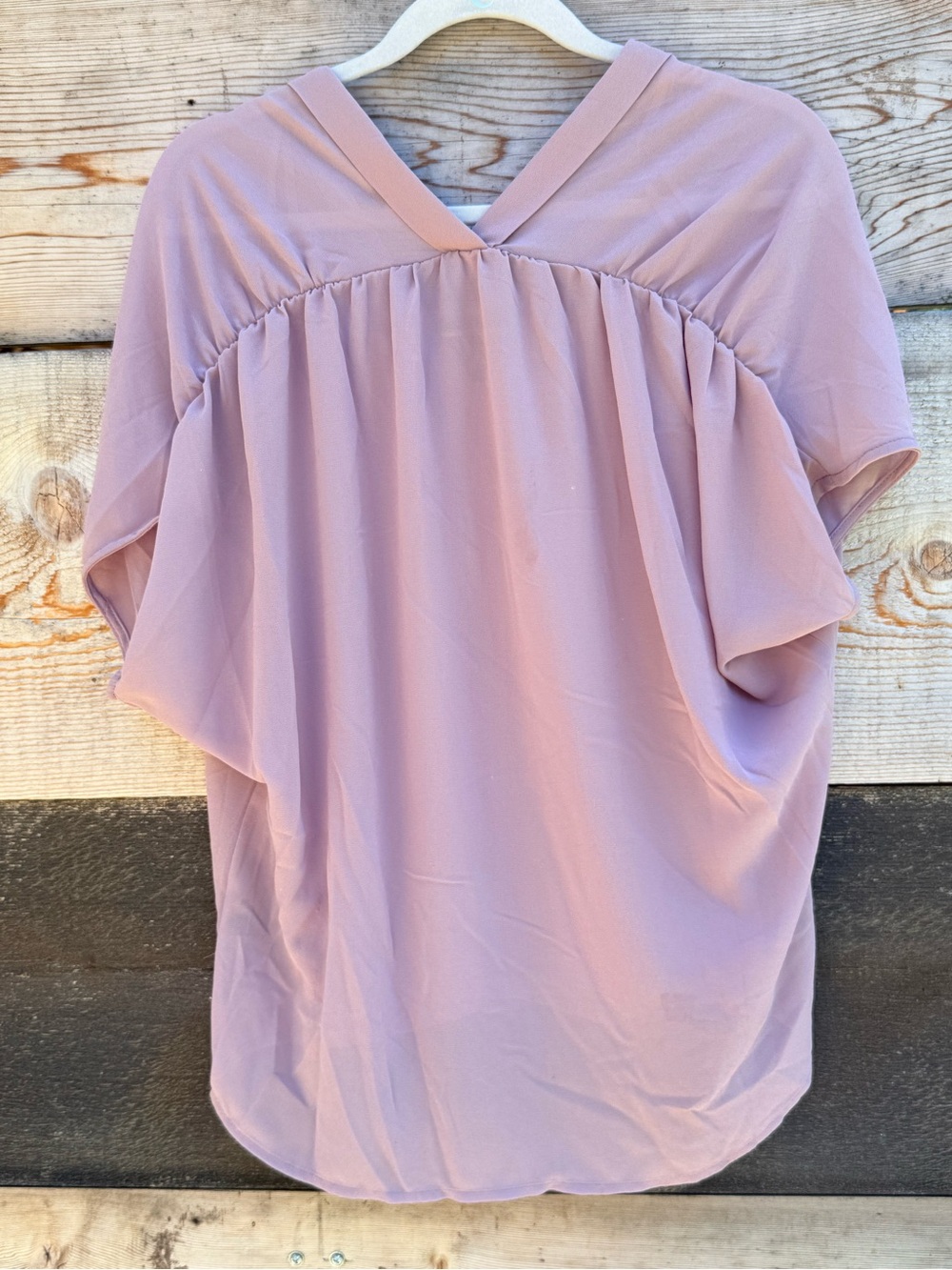 NWOT Lovestitch sheer V-Neck Dolman Blouse - Dusty Pink - Picture 5 of 5